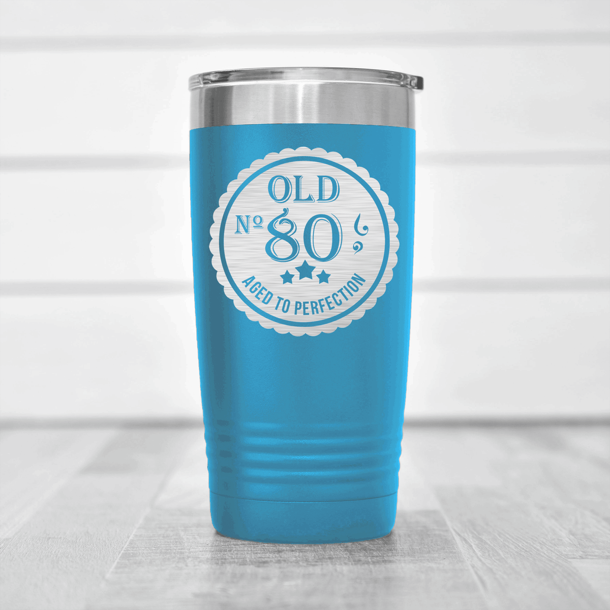 Light Blue birthday tumbler Eighty Aged To Perfection