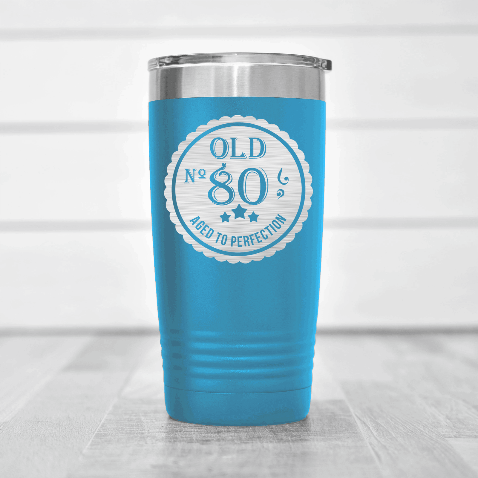 Light Blue birthday tumbler Eighty Aged To Perfection