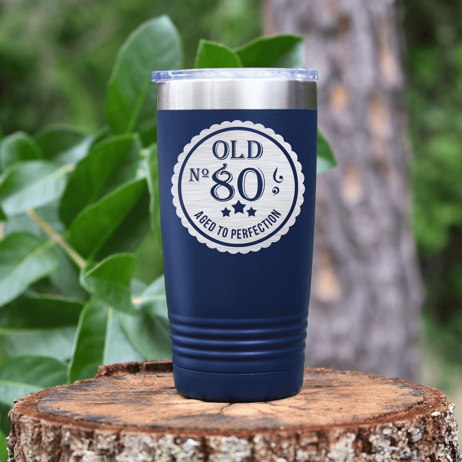 Navy birthday tumbler Eighty Aged To Perfection