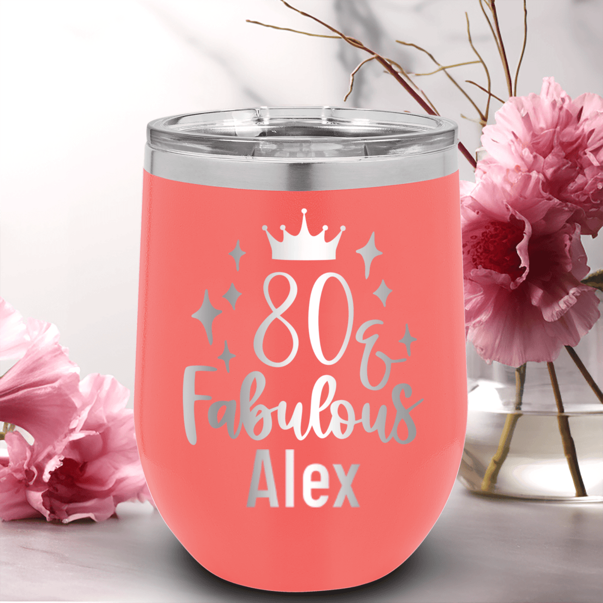 Personalized Eighty And Fabulous Wine Tumbler for her, Customized Gifts for Women by Groovy Girl Gifts