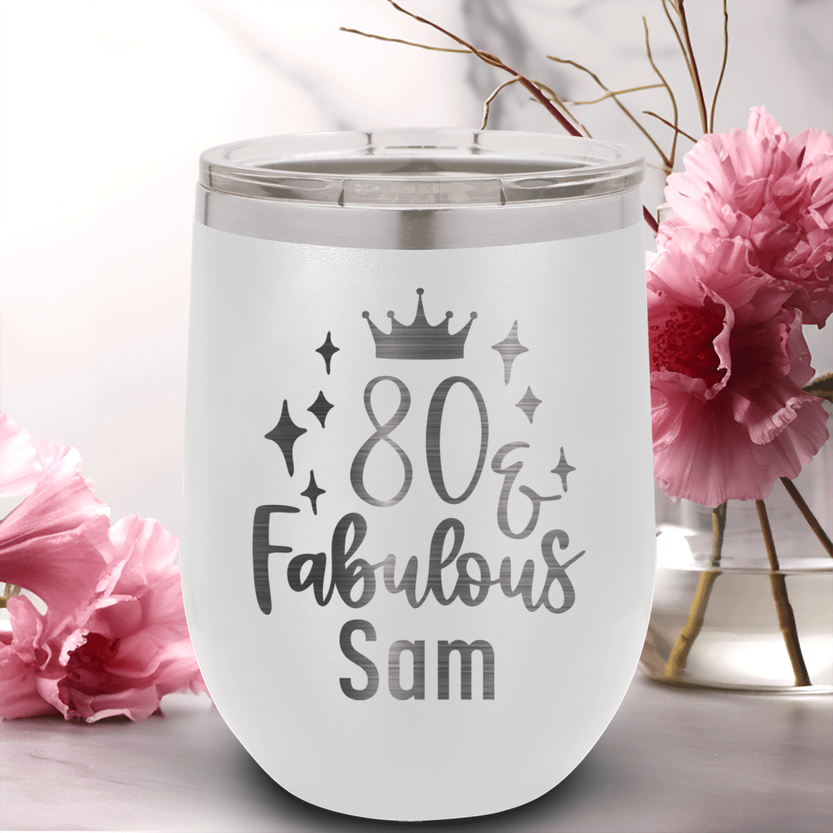 Personalized Eighty And Fabulous Wine Tumbler for her, Customized Gifts for Women by Groovy Girl Gifts