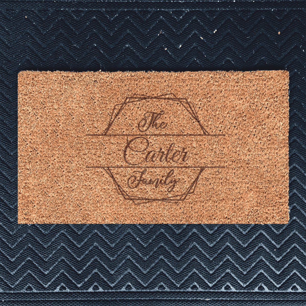 Elegant Family Crest Engraved Door Mat