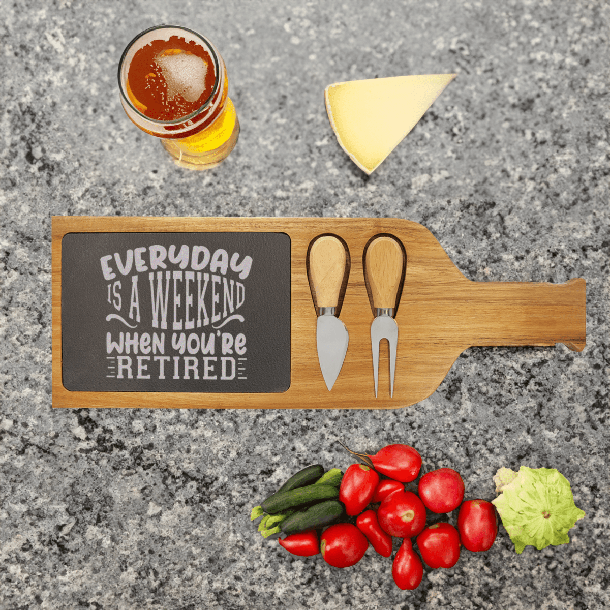 Every Day Is A Weekend Wood Slate Serving Tray With Handle