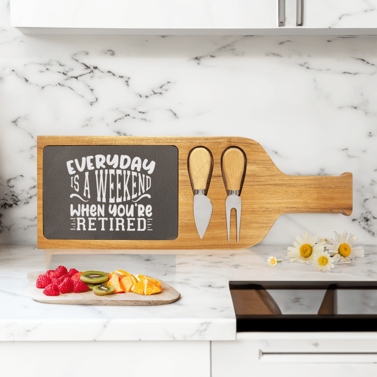 Personalized Every Day Is A Weekend Wood Slate Serving Tray With Handle for her, Customized Gifts for Women by Groovy Girl Gifts