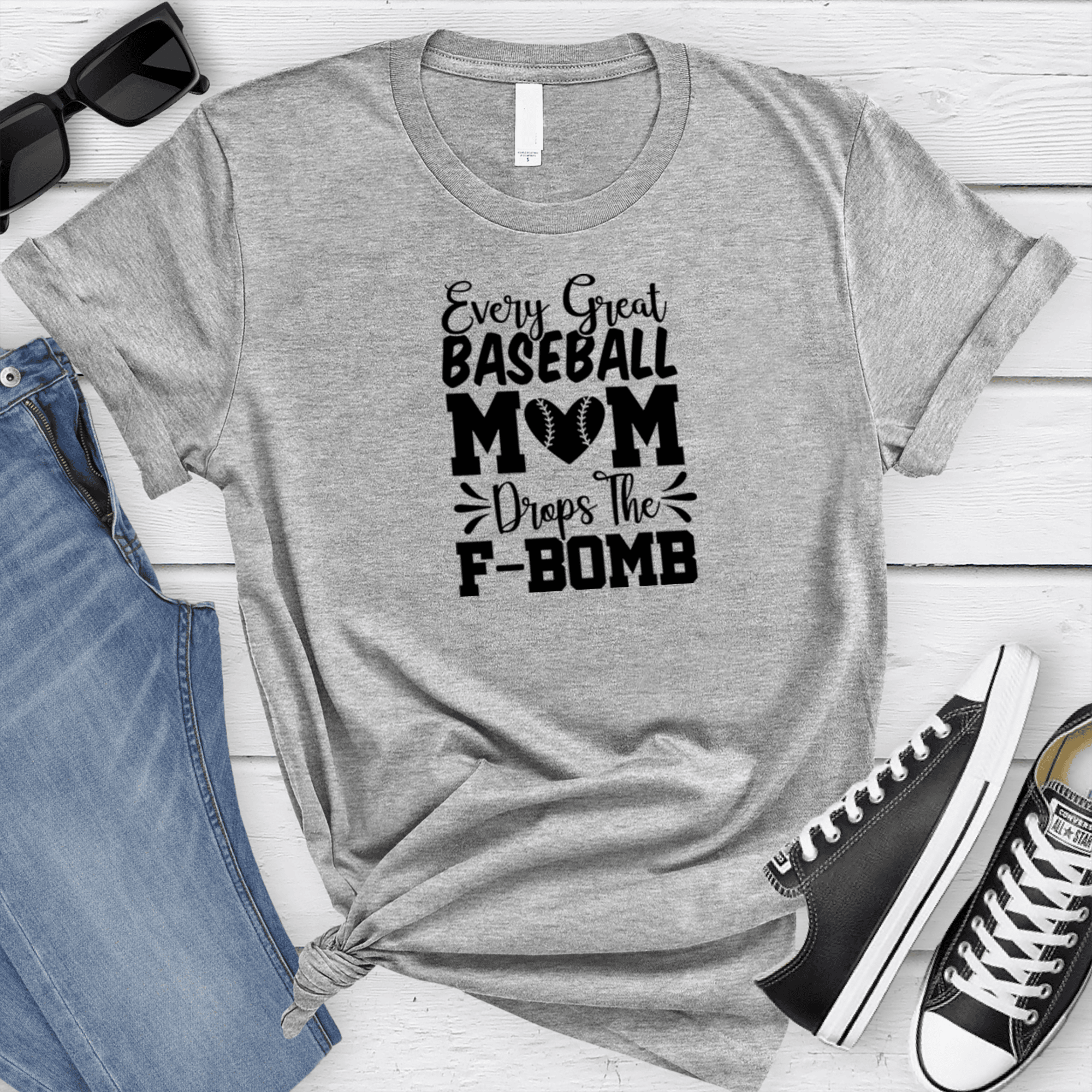 Womens Grey T Shirt with F-Bomb-Alert design