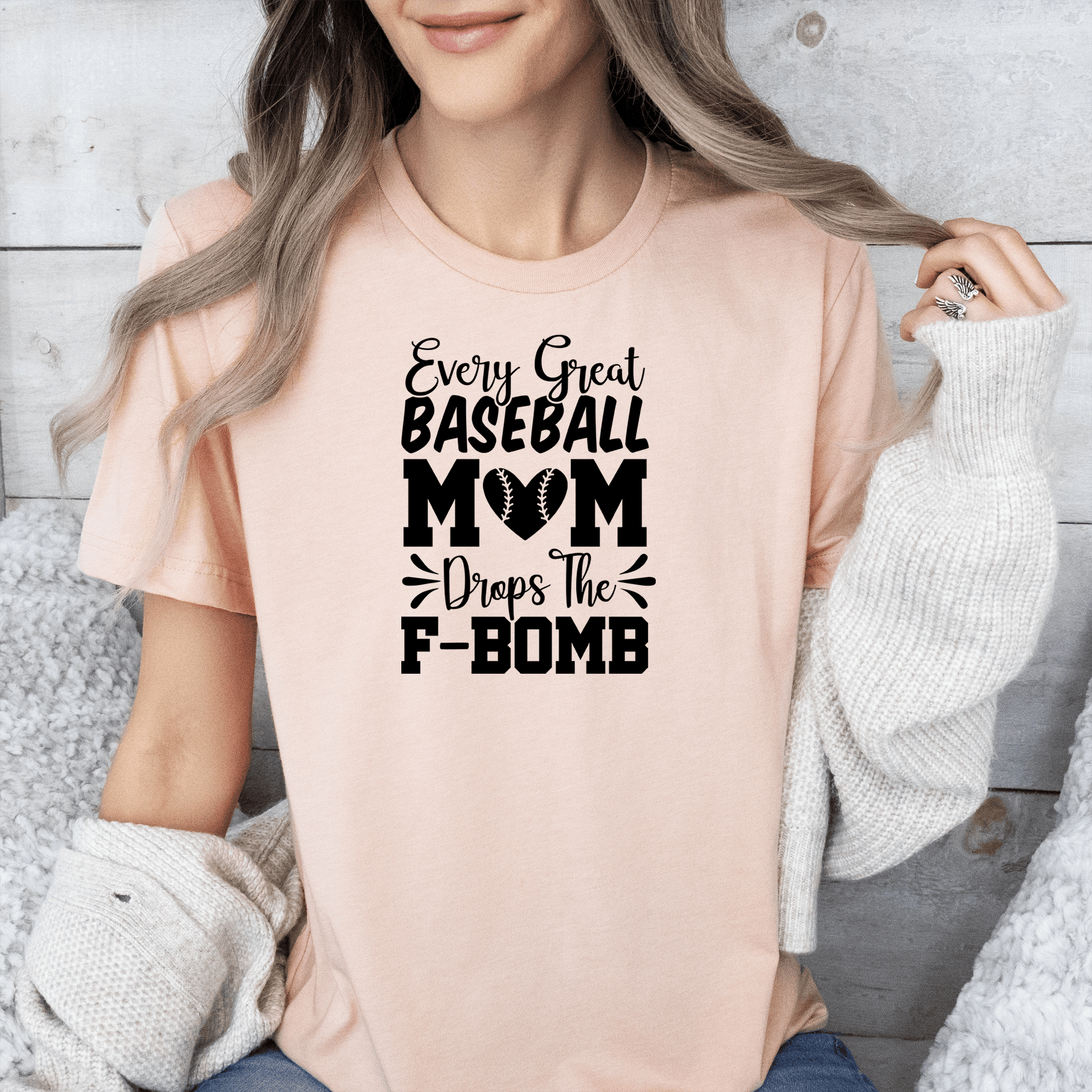Womens Heather Peach T Shirt with F-Bomb-Alert design