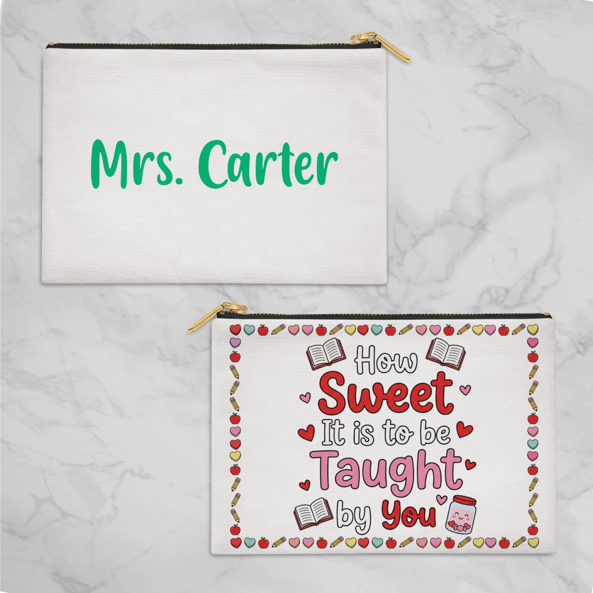 Personalized Teacher Valentine Pencil Pouch