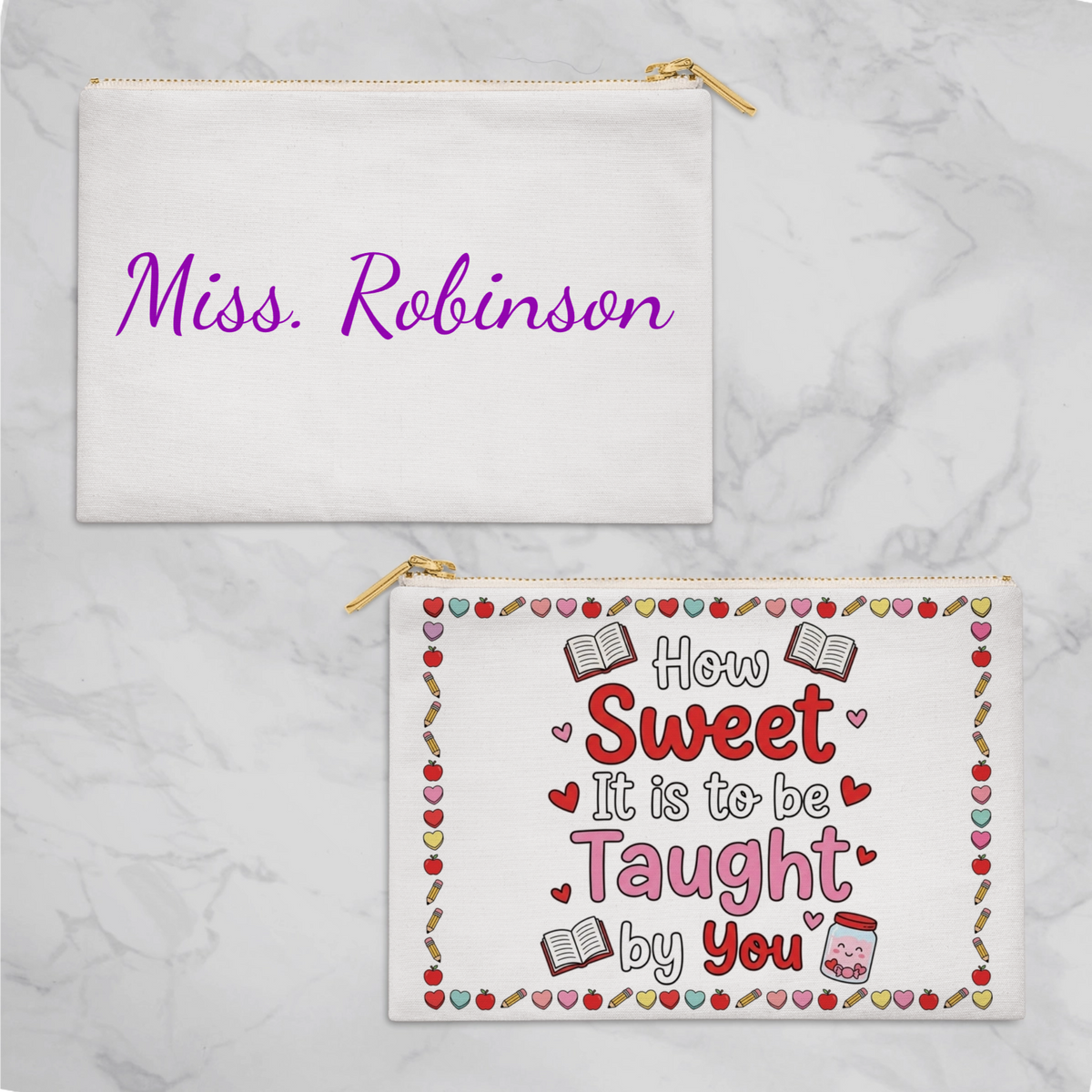 Personalized Teacher Valentine Pencil Pouch