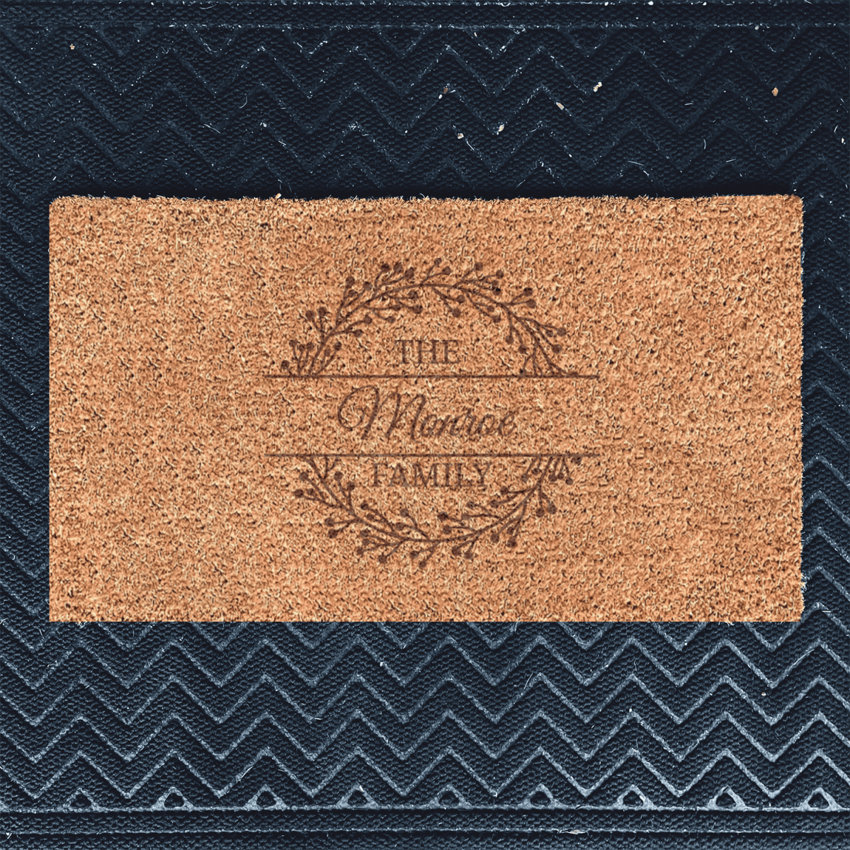 Personalized Family Floral Wreath Engraved Door Mat for her, Customized Gifts for Women by Groovy Girl Gifts