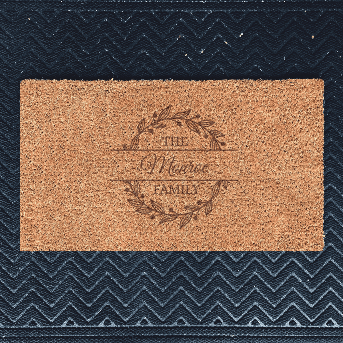 Personalized Family Holly Wreath Engraved Door Mat for her, Customized Gifts for Women by Groovy Girl Gifts