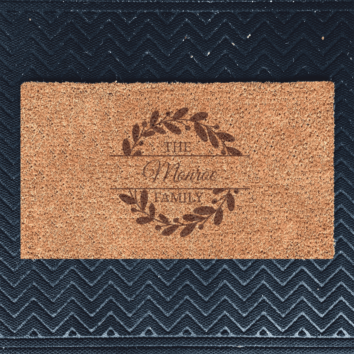 Personalized Family Leaf Badge Engraved Door Mat for her, Customized Gifts for Women by Groovy Girl Gifts