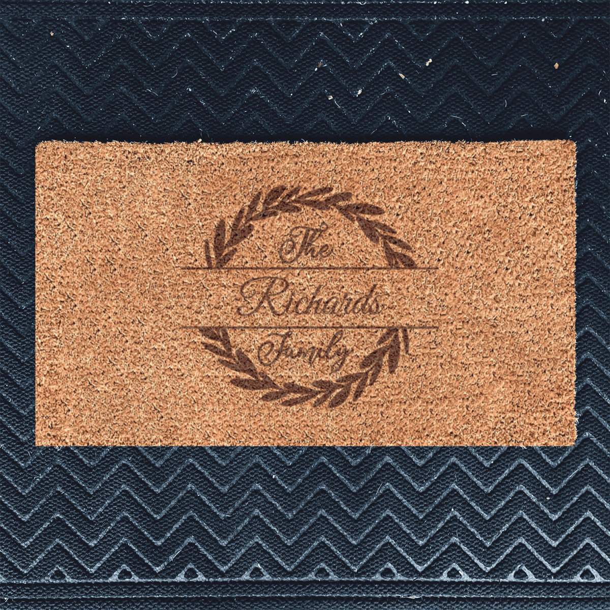 Personalized Family Monogram Wreath Engraved Door Mat for her, Customized Gifts for Women by Groovy Girl Gifts