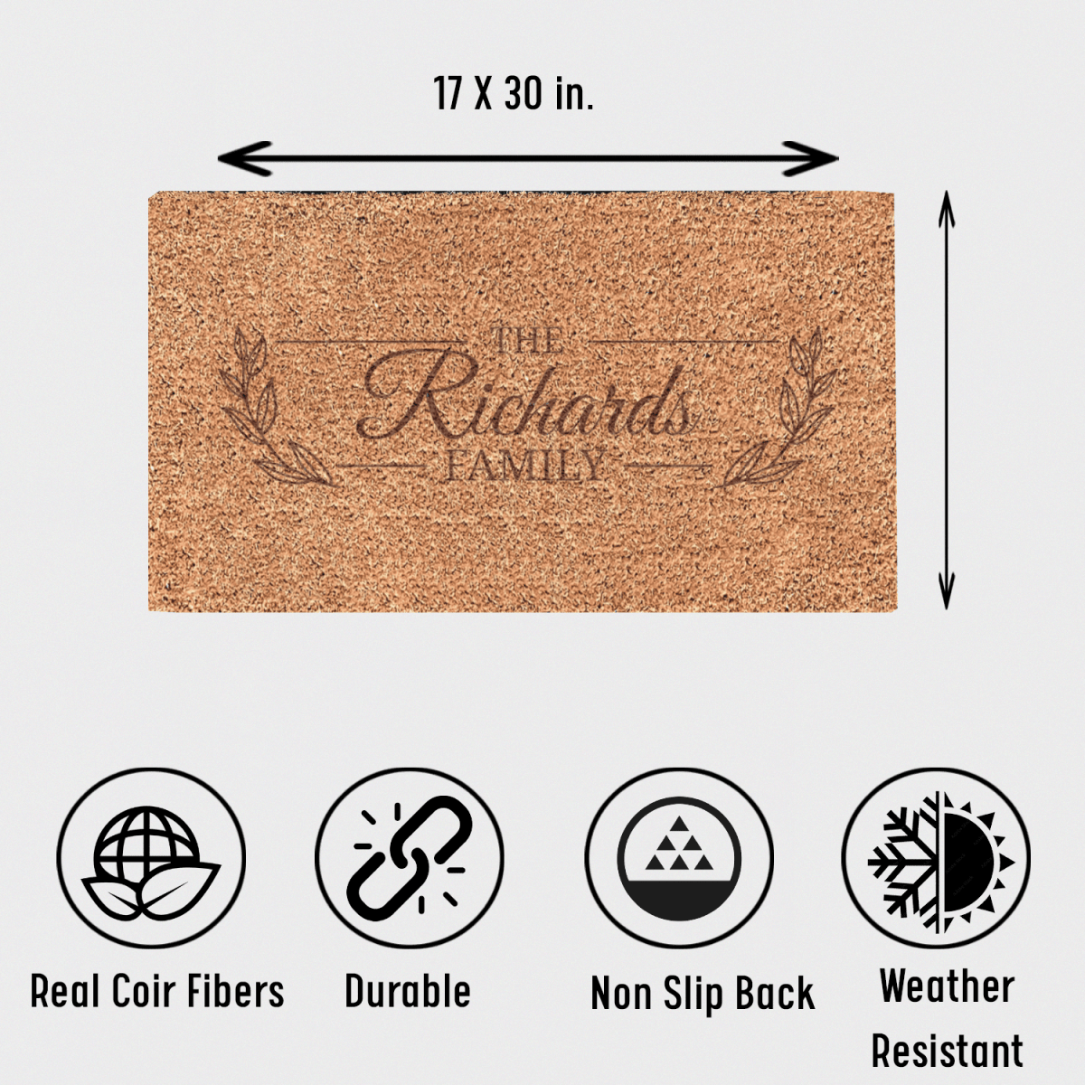 Personalized Family Noble Knot Engraved Door Mat for her, Customized Gifts for Women by Groovy Girl Gifts