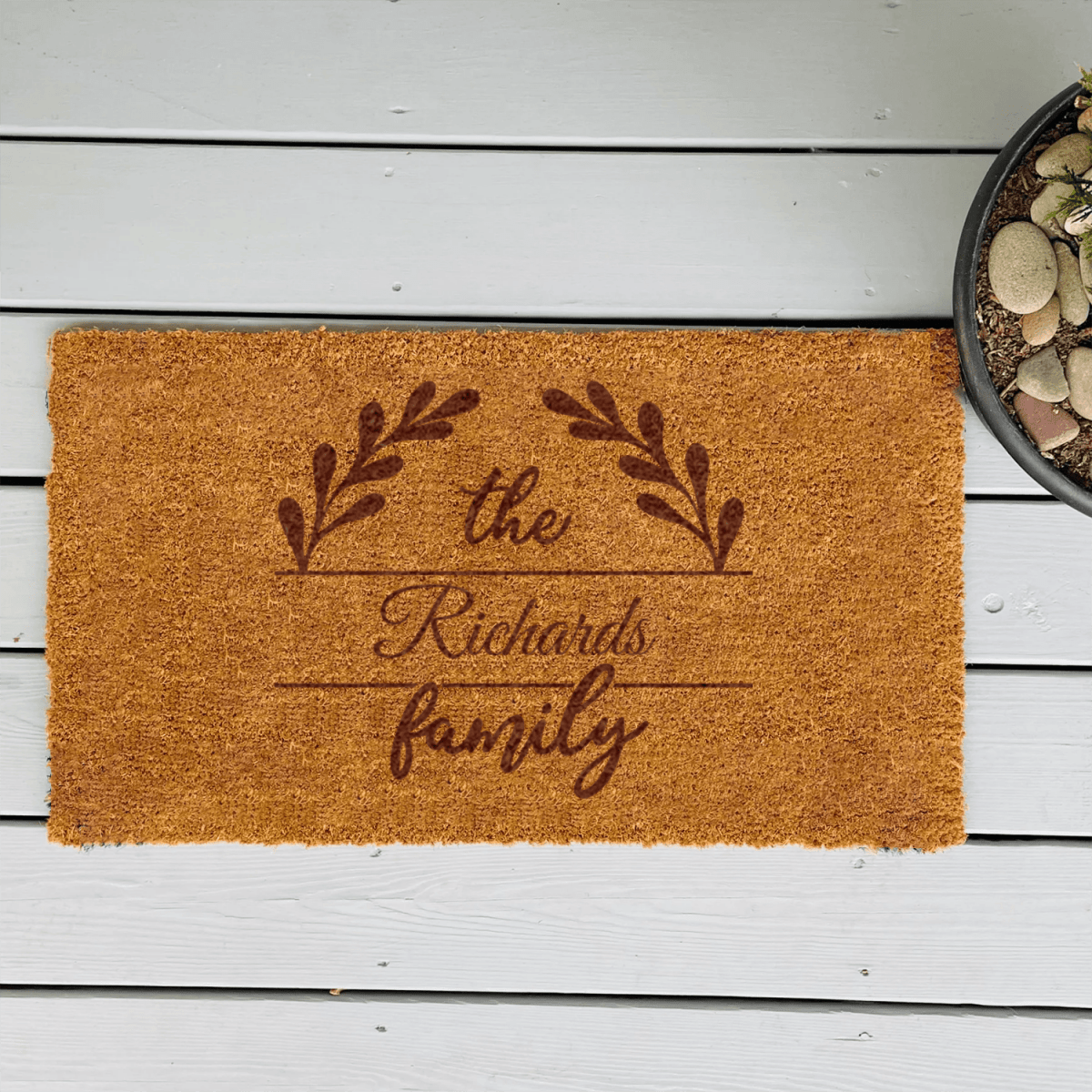 Personalized Family Vines Engraved Door Mat for her, Customized Gifts for Women by Groovy Girl Gifts