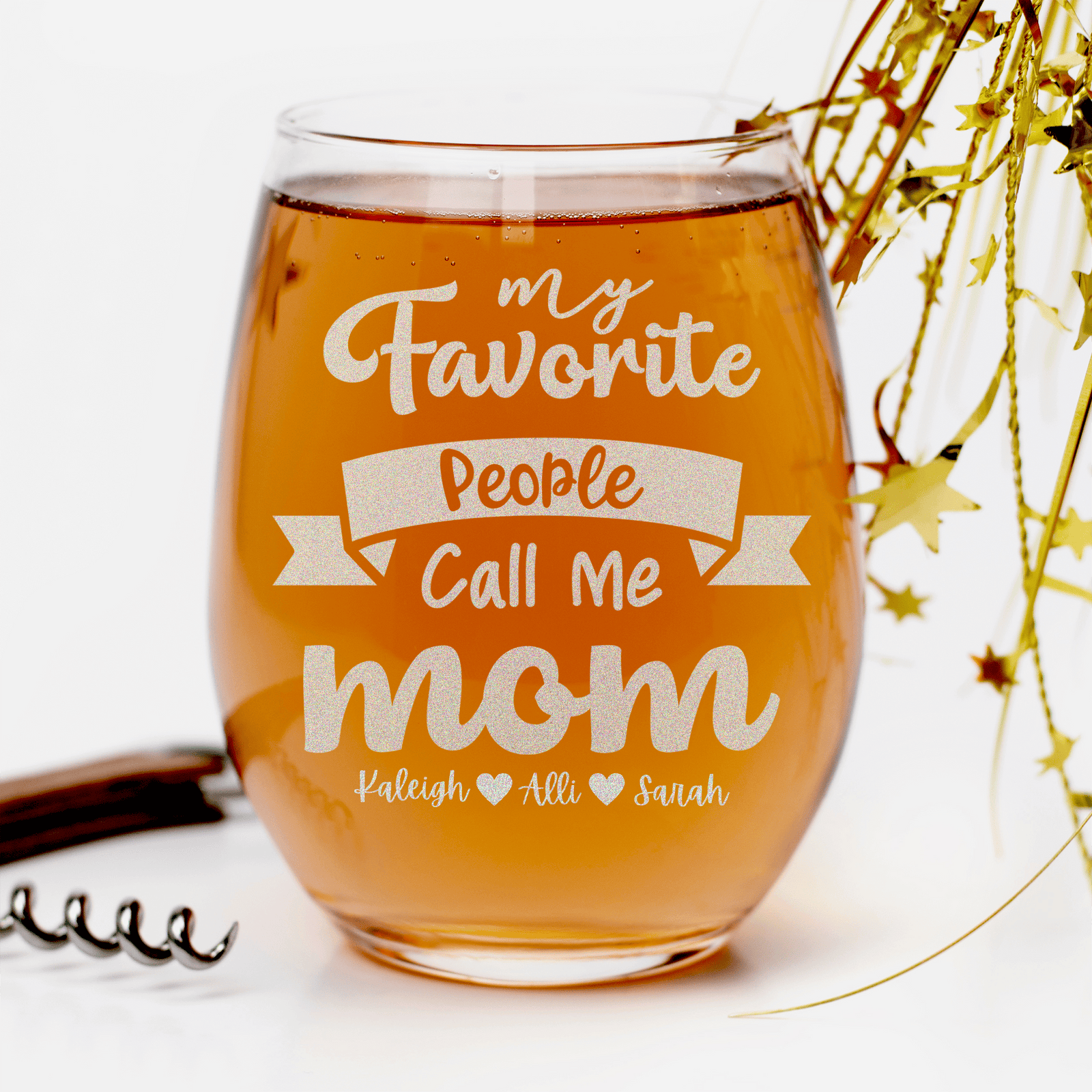 Favorite People Call Me Mom Stemless Wine Glass
