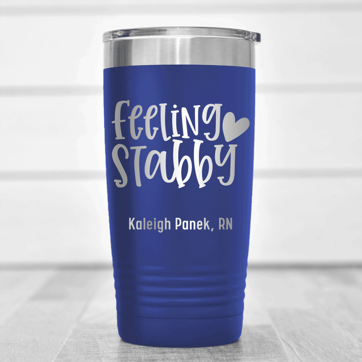 Blue Nurse Tumbler With Feeling Stabby Design