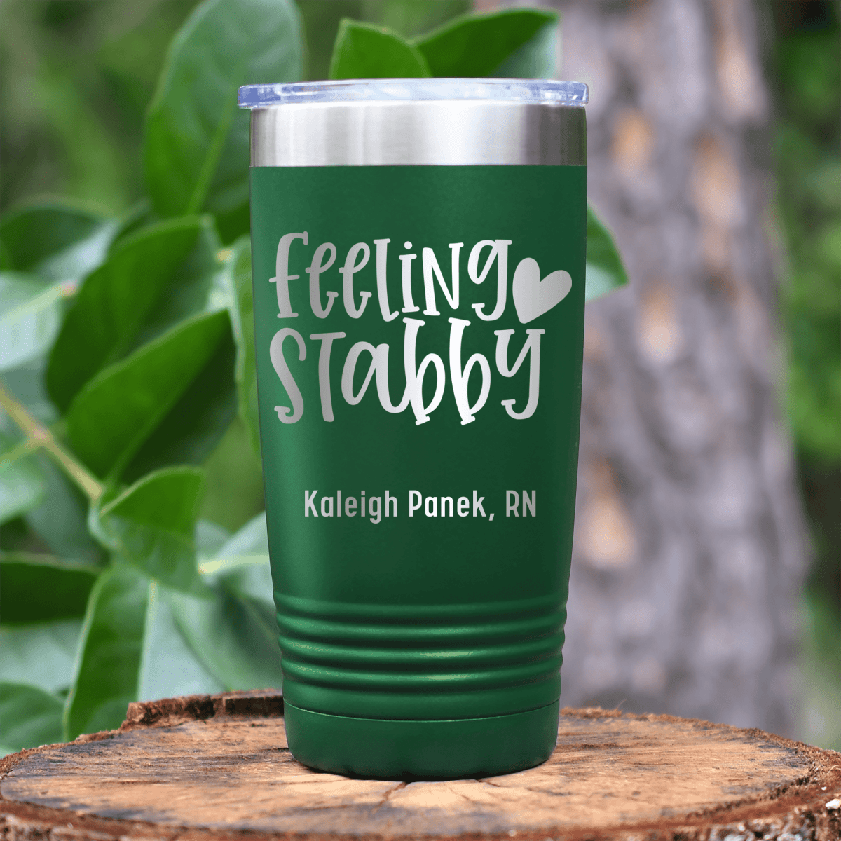 Green Nurse Tumbler With Feeling Stabby Design