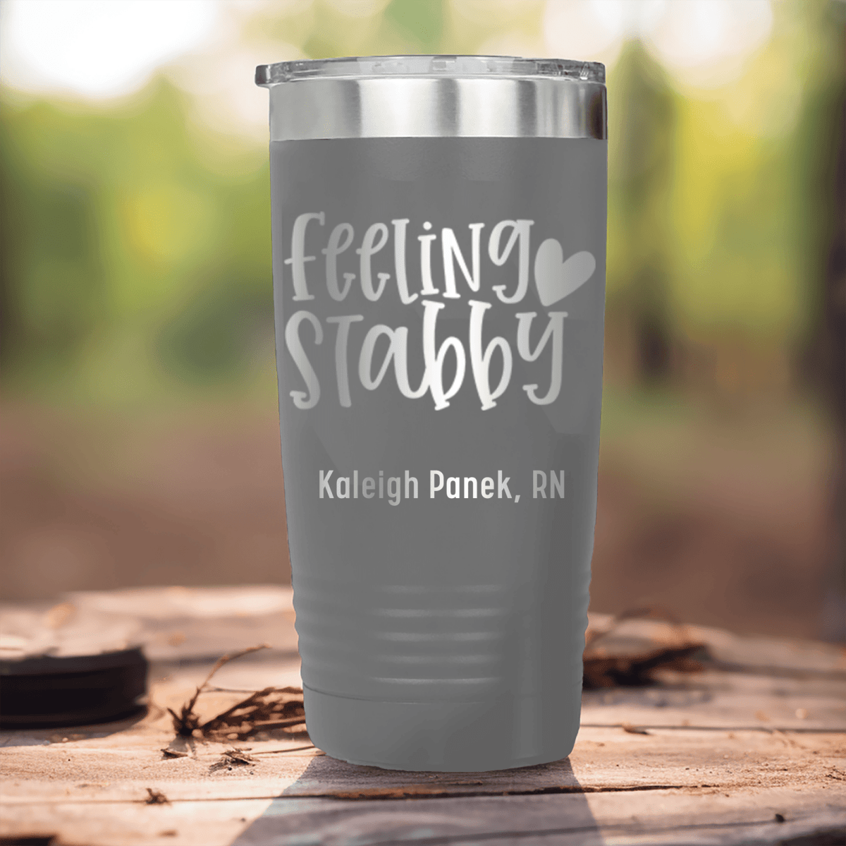 Grey Nurse Tumbler With Feeling Stabby Design