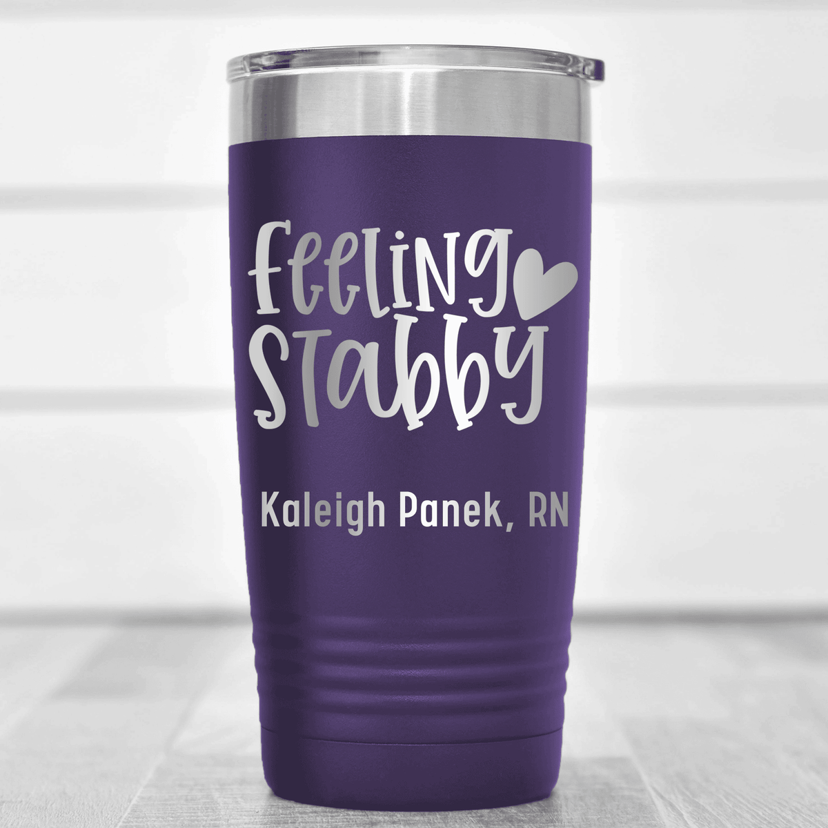 Purple Nurse Tumbler With Feeling Stabby Design
