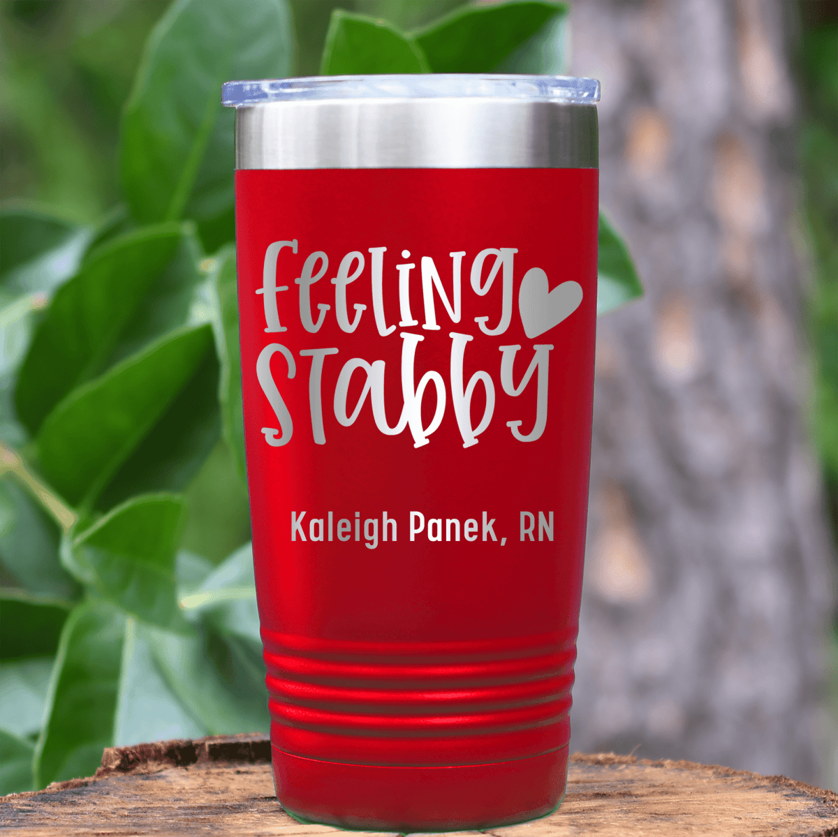 Red Nurse Tumbler With Feeling Stabby Design