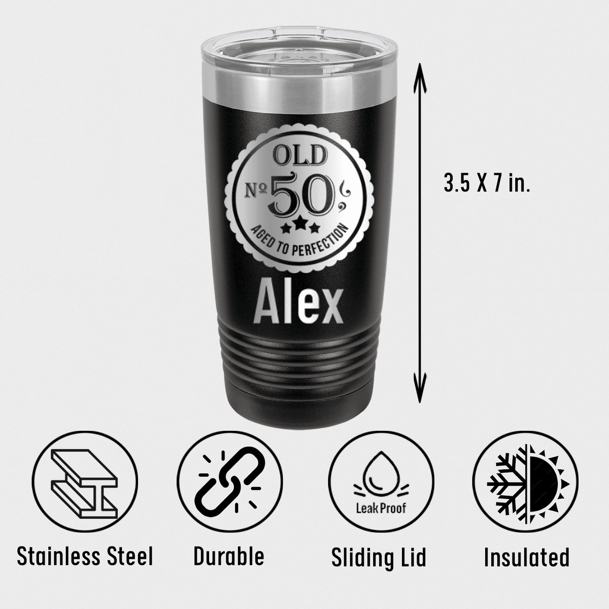 Personalized Fifty Aged To Perfection Tumbler for her, Customized Gifts for Women by Groovy Girl Gifts