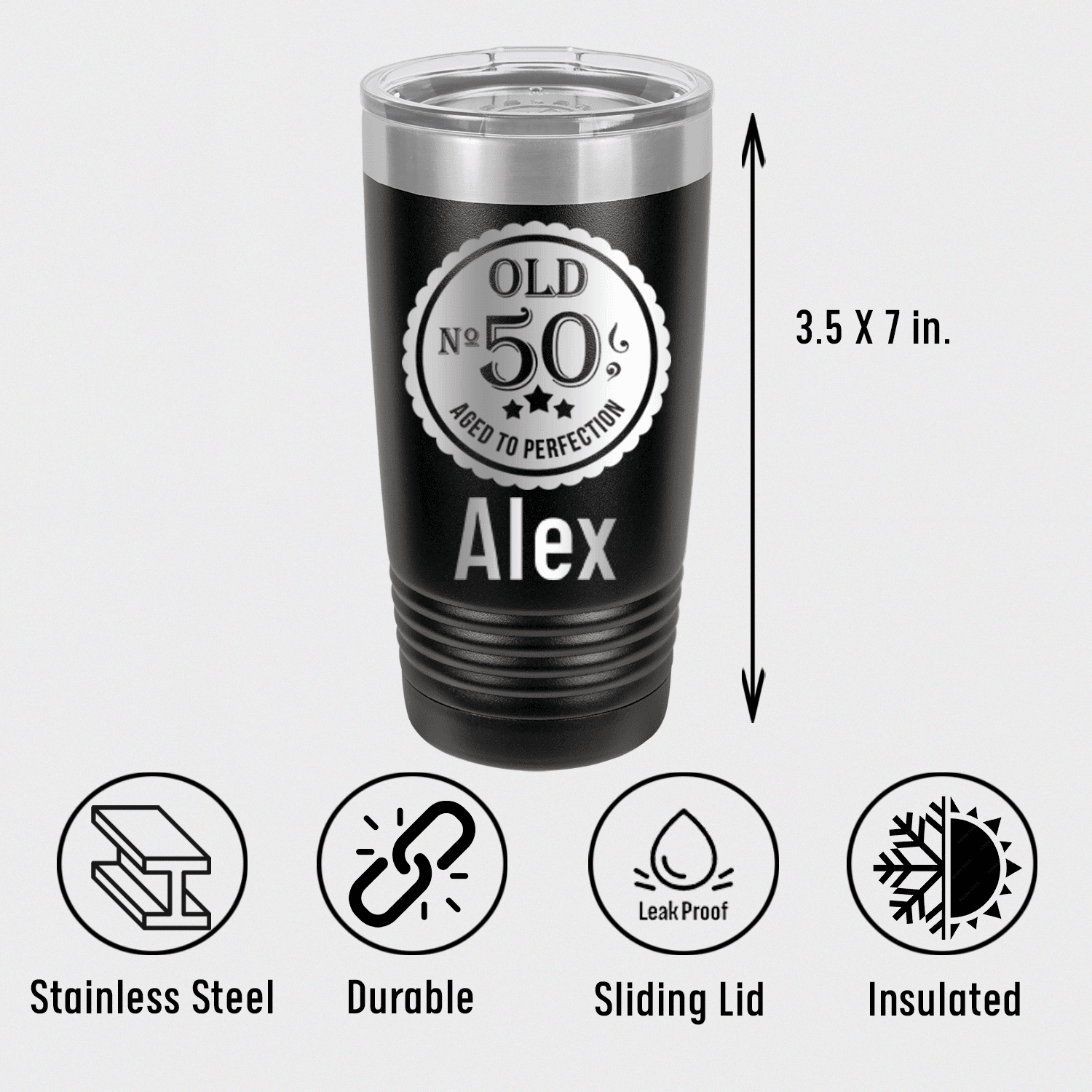 Personalized Fifty Aged To Perfection Tumbler for her, Customized Gifts for Women by Groovy Girl Gifts