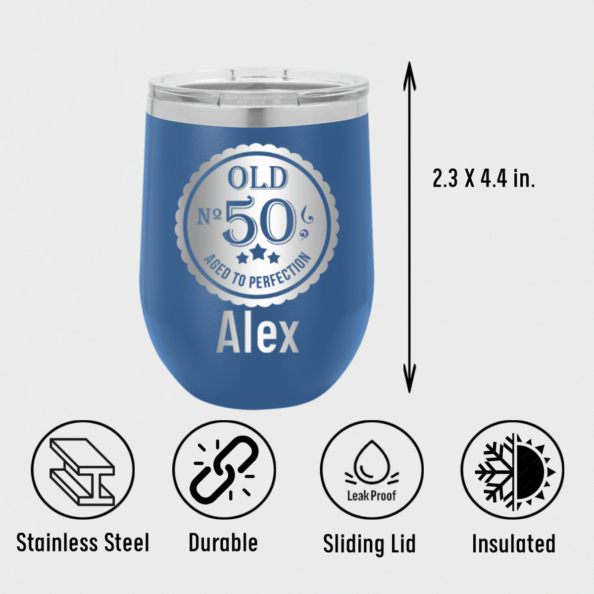 Personalized Fifty Aged To Perfection Wine Tumbler for her, Customized Gifts for Women by Groovy Girl Gifts