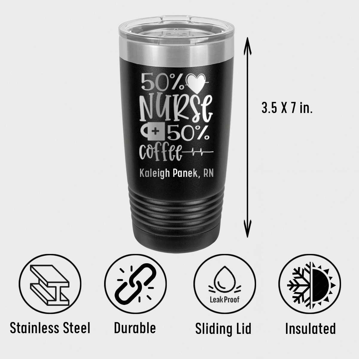 Personalized Fifty Percent Nurse Fifty Percent Coffee Tumbler for her, Customized Gifts for Women by Groovy Girl Gifts