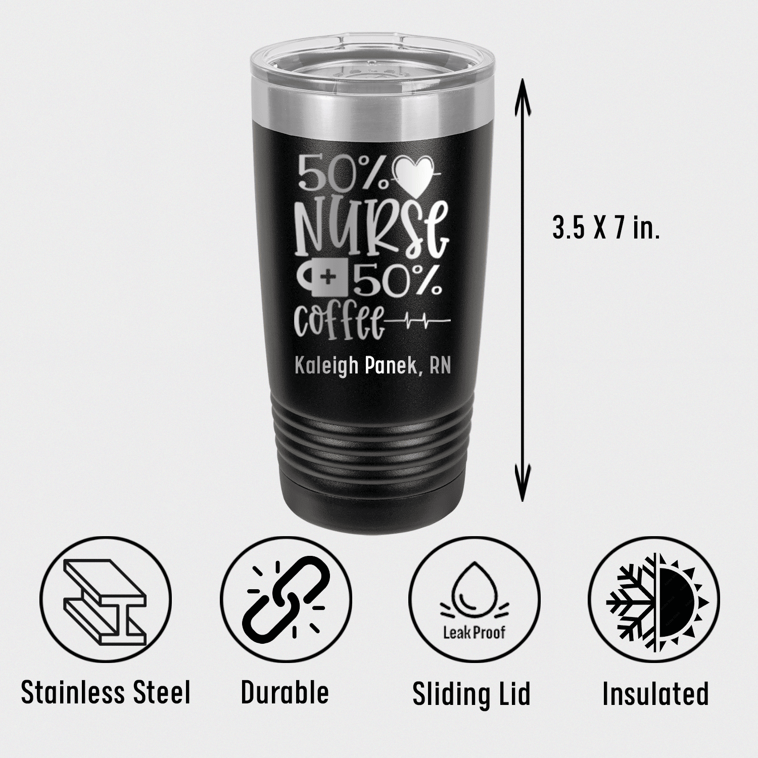 Personalized Fifty Percent Nurse Fifty Percent Coffee Tumbler for her, Customized Gifts for Women by Groovy Girl Gifts