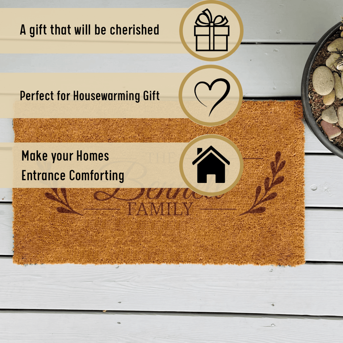 Personalized Flourishing Family Engraved Door Mat for her, Customized Gifts for Women by Groovy Girl Gifts