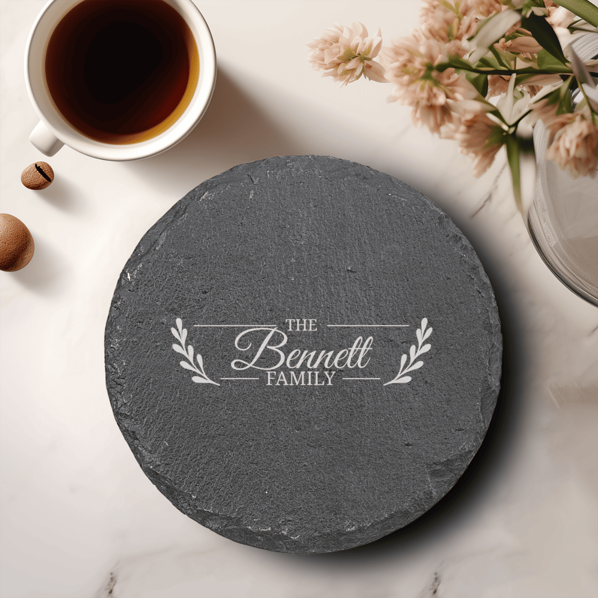 Personalized Flourishing Family Slate Coasters (Set of 4) for her, Customized Gifts for Women by Groovy Girl Gifts