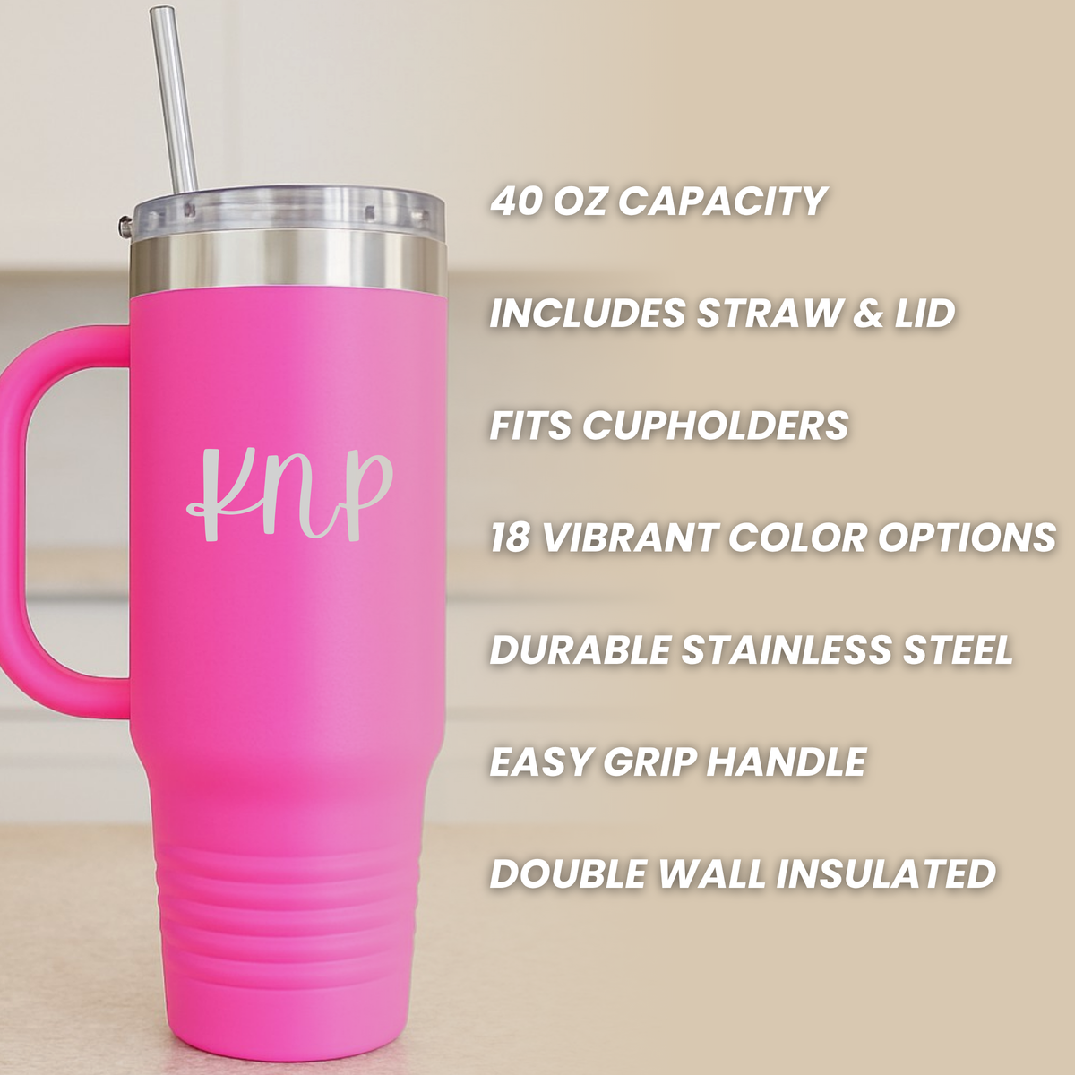 Charming Cheers Personalized Tumbler with Handle
