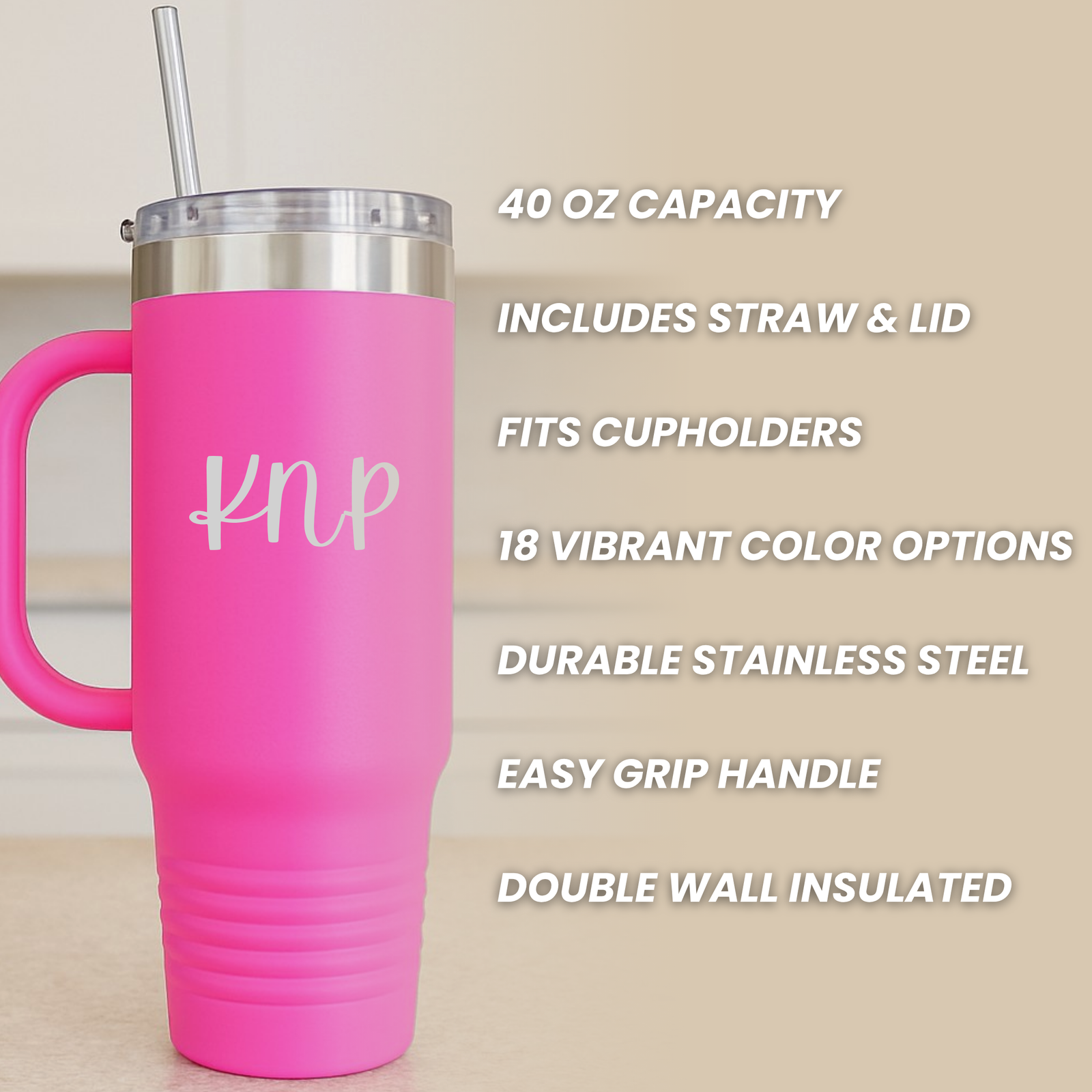 Charming Cheers Personalized Tumbler with Handle