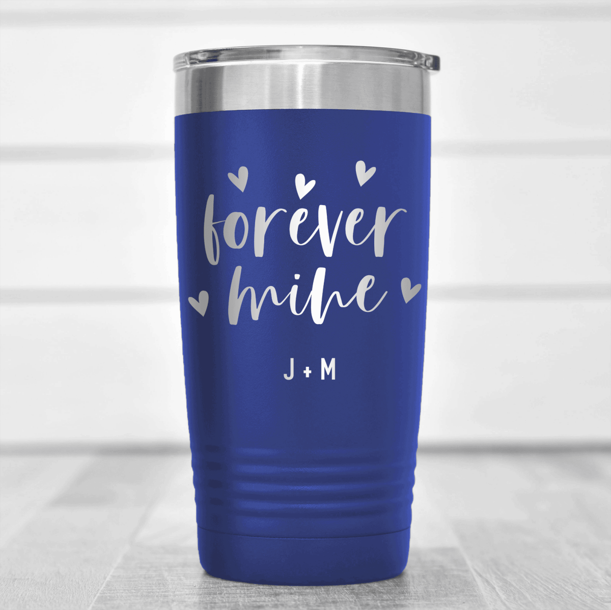 Blue Valentines Day Tumbler With Forever Mine Design