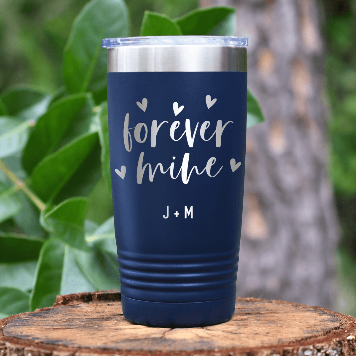 Navy Valentines Day Tumbler With Forever Mine Design