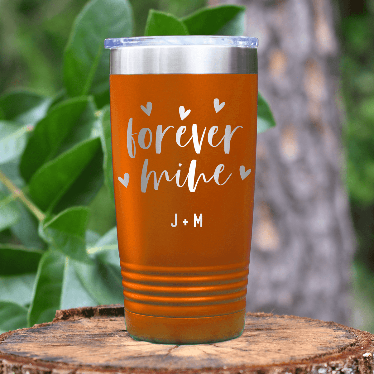 Orange Valentines Day Tumbler With Forever Mine Design