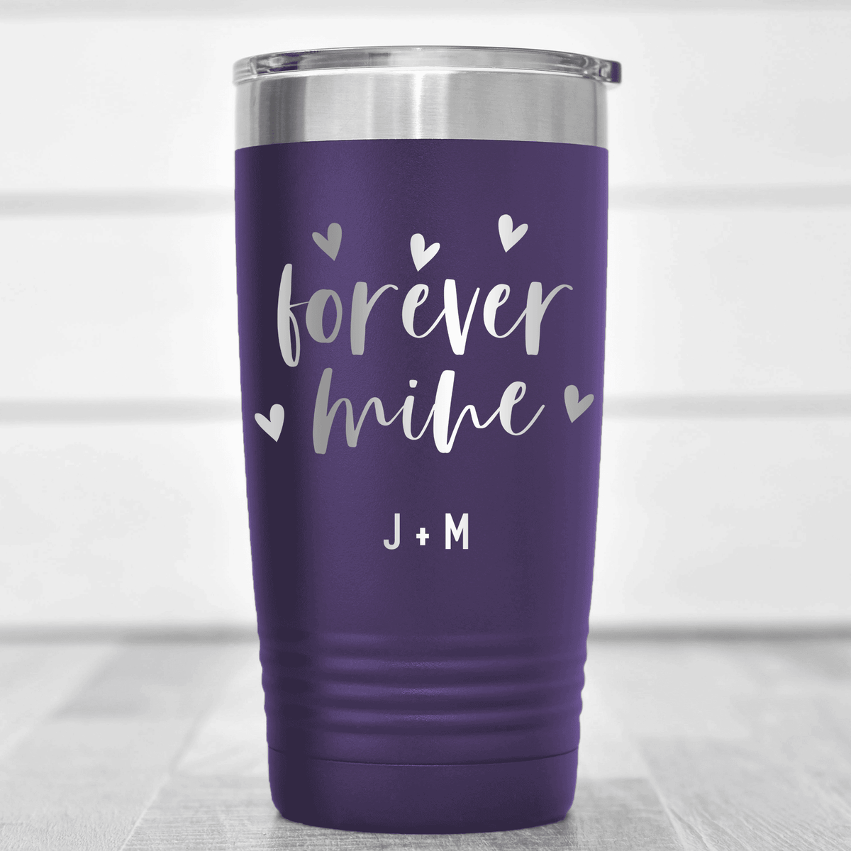 Purple Valentines Day Tumbler With Forever Mine Design