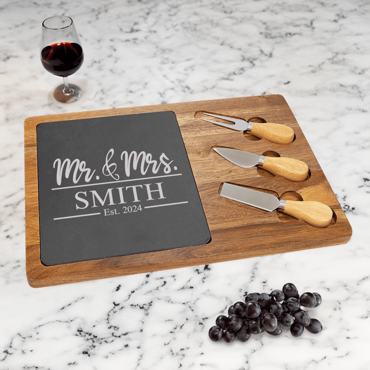 Personalized Forever United Arework Wood Slate Serving Tray for her, Customized Gifts for Women by Groovy Girl Gifts