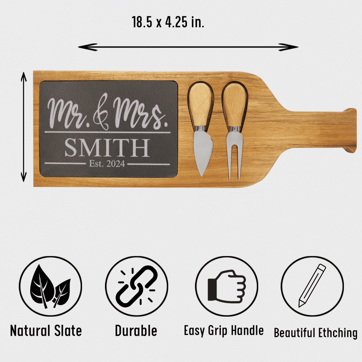 Personalized Forever United Arework Wood Slate Serving Tray With Handle for her, Customized Gifts for Women by Groovy Girl Gifts