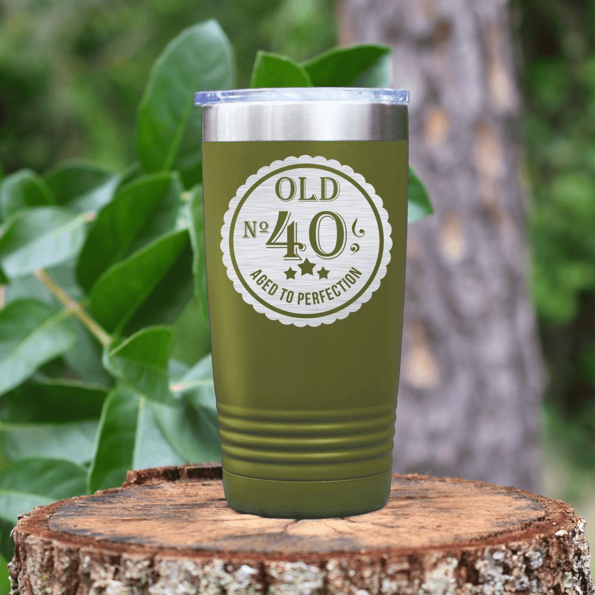 Military Green birthday tumbler Fourty Aged To Perfection