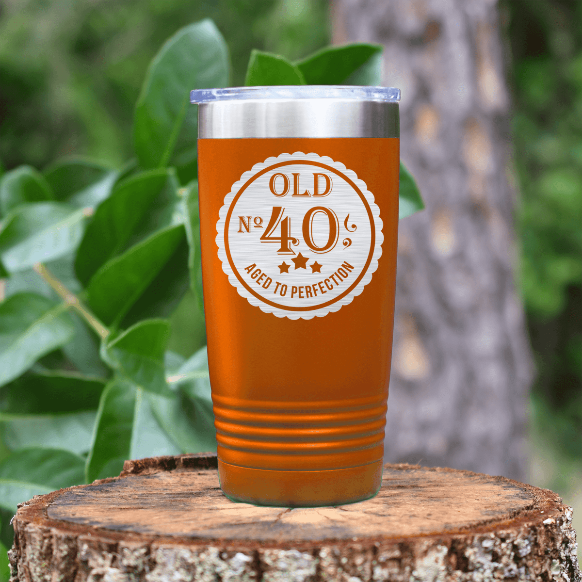 Orange birthday tumbler Fourty Aged To Perfection