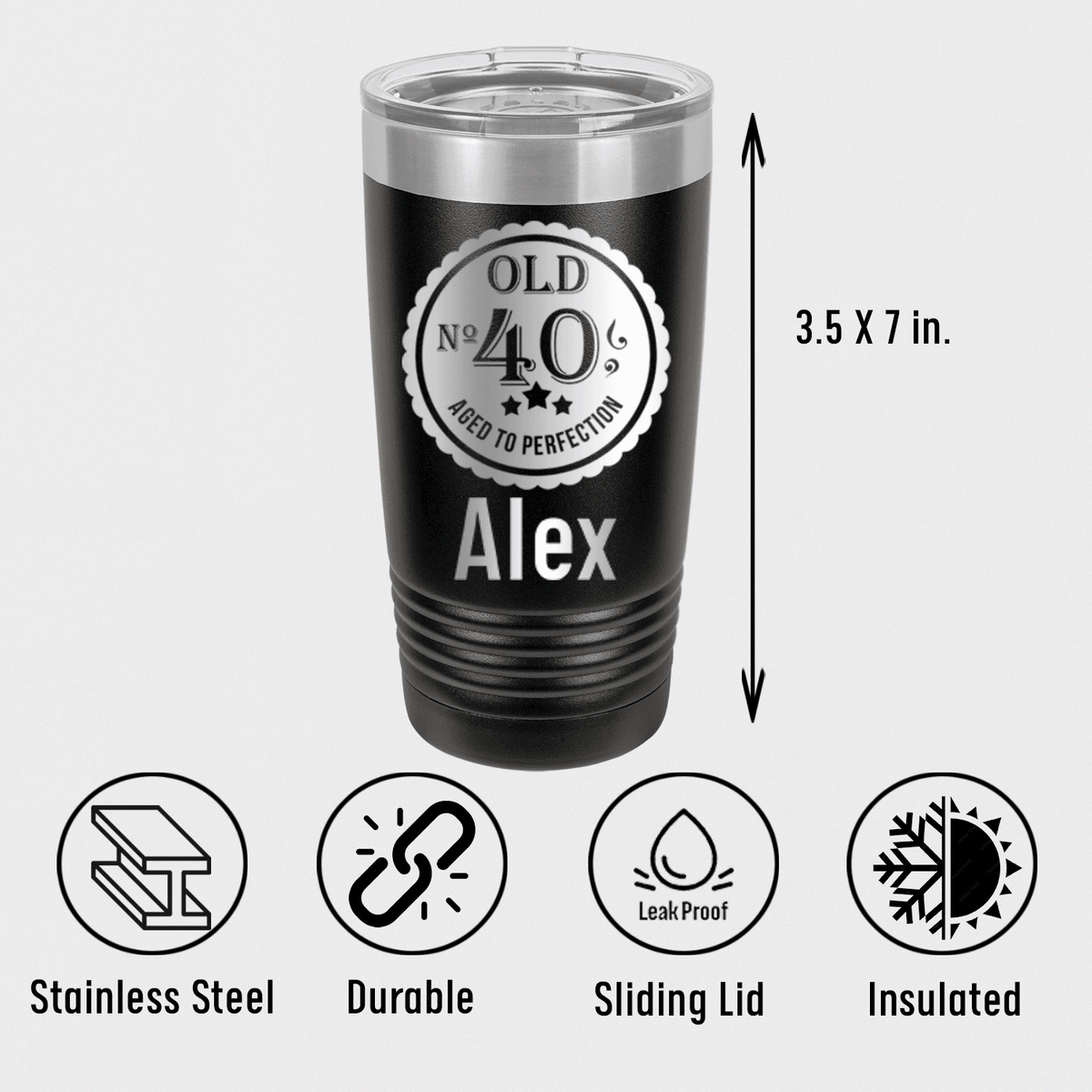 Personalized Fourty Aged To Perfection Tumbler for her, Customized Gifts for Women by Groovy Girl Gifts