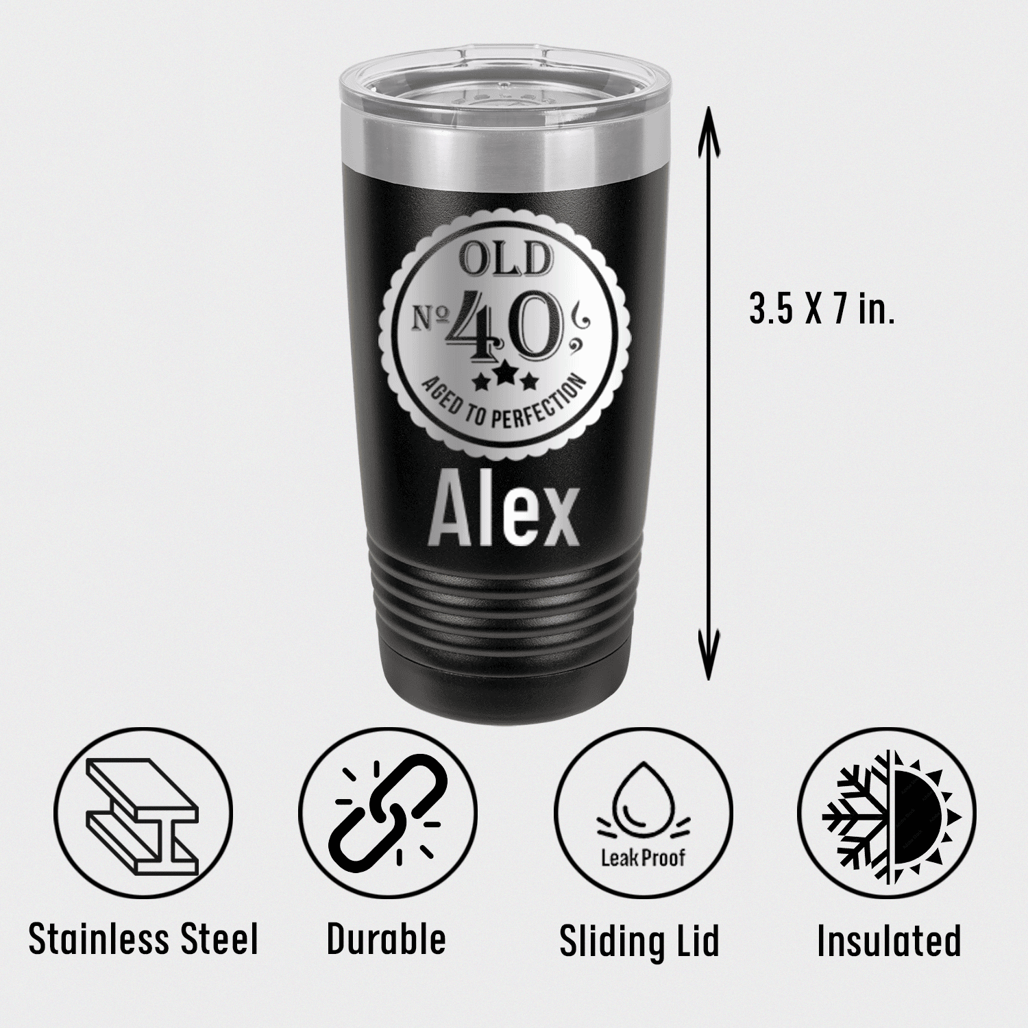 Personalized Fourty Aged To Perfection Tumbler for her, Customized Gifts for Women by Groovy Girl Gifts