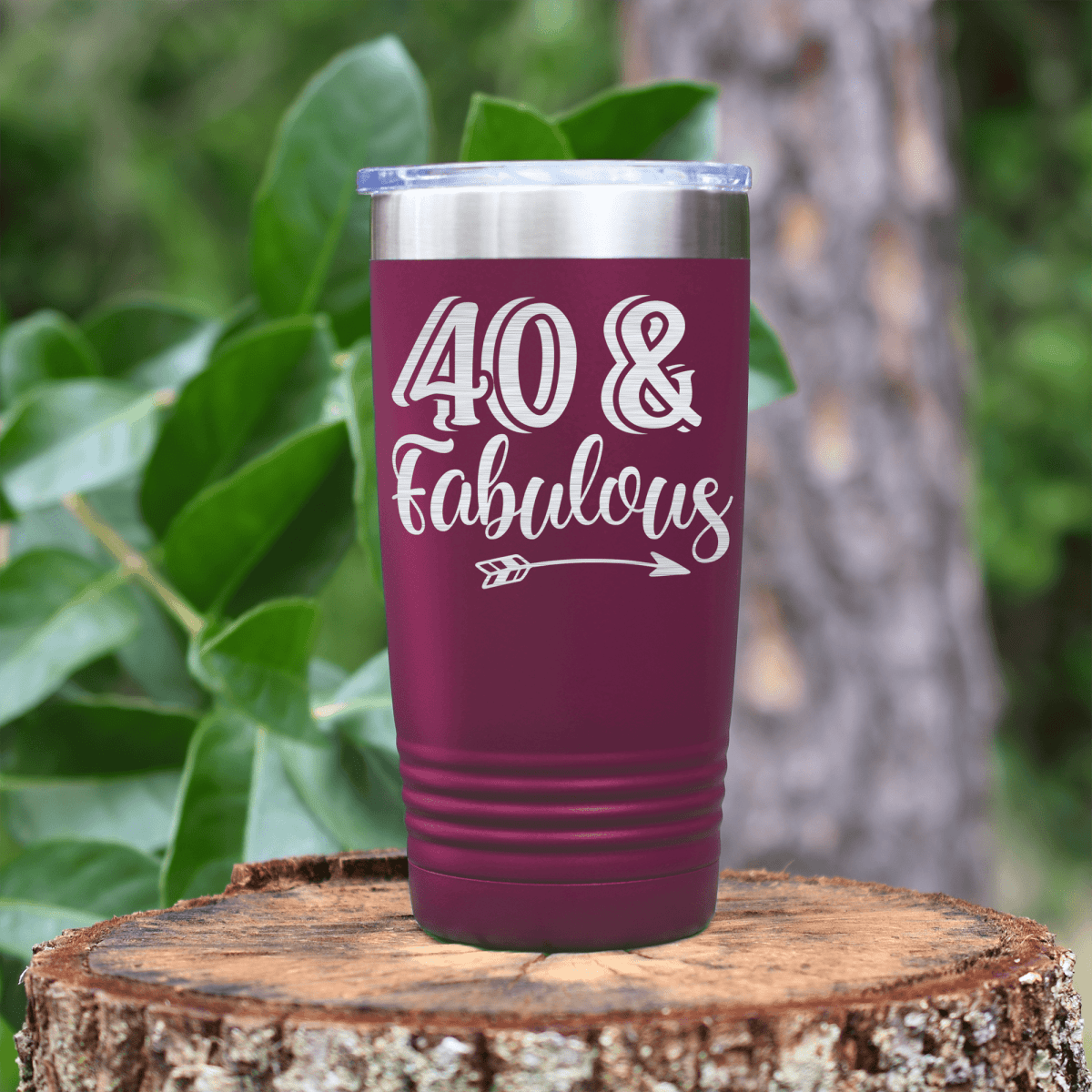 Maroon birthday tumbler Fourty And Fabulous