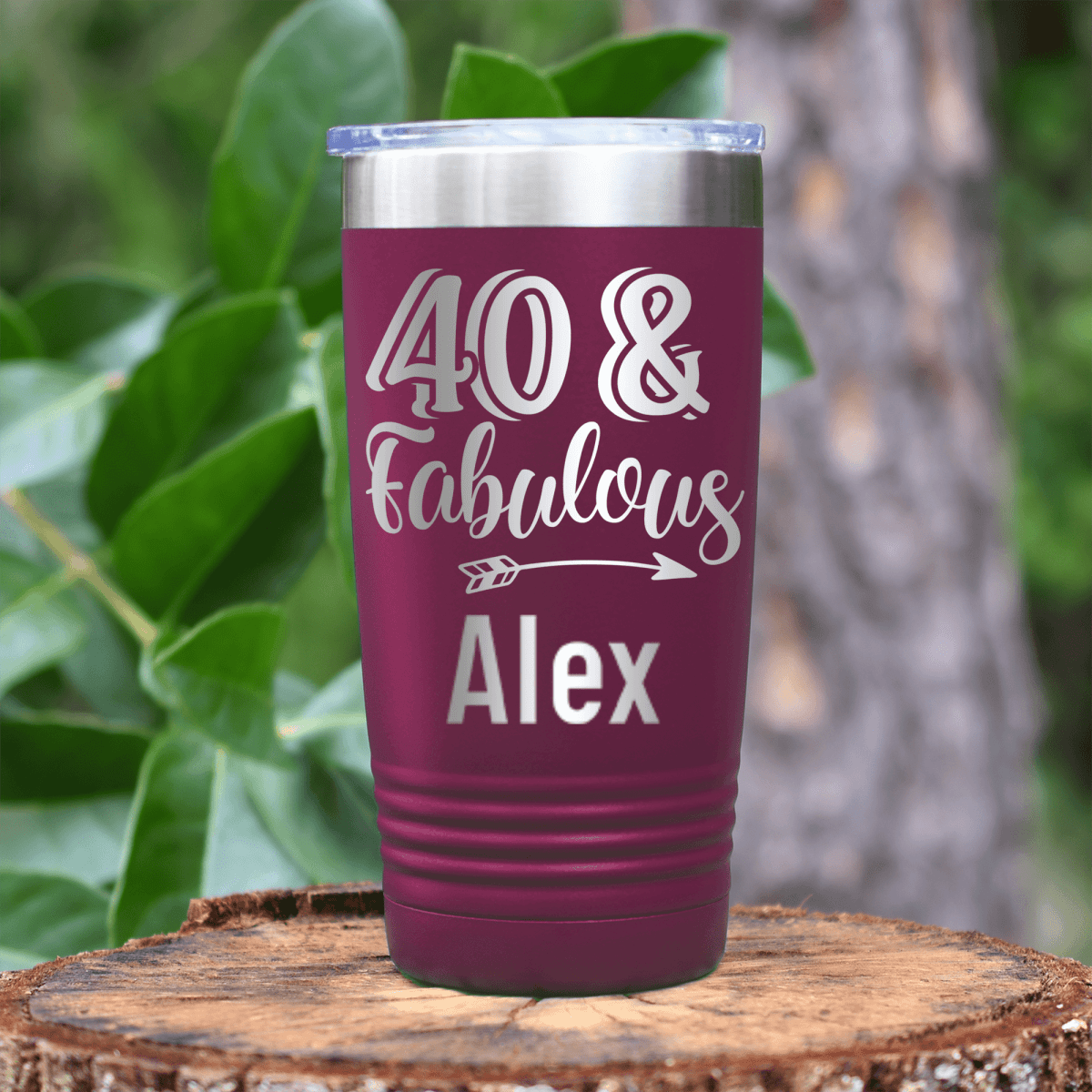 Maroon Birthday Tumbler With Fourty And Fabulous Design