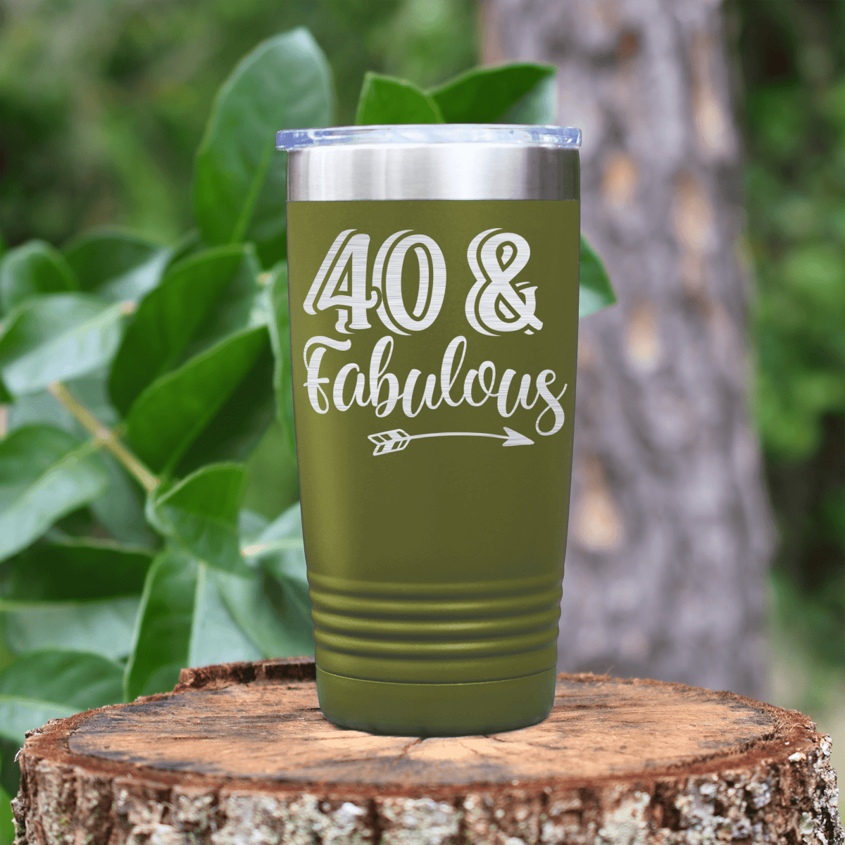 Military Green birthday tumbler Fourty And Fabulous