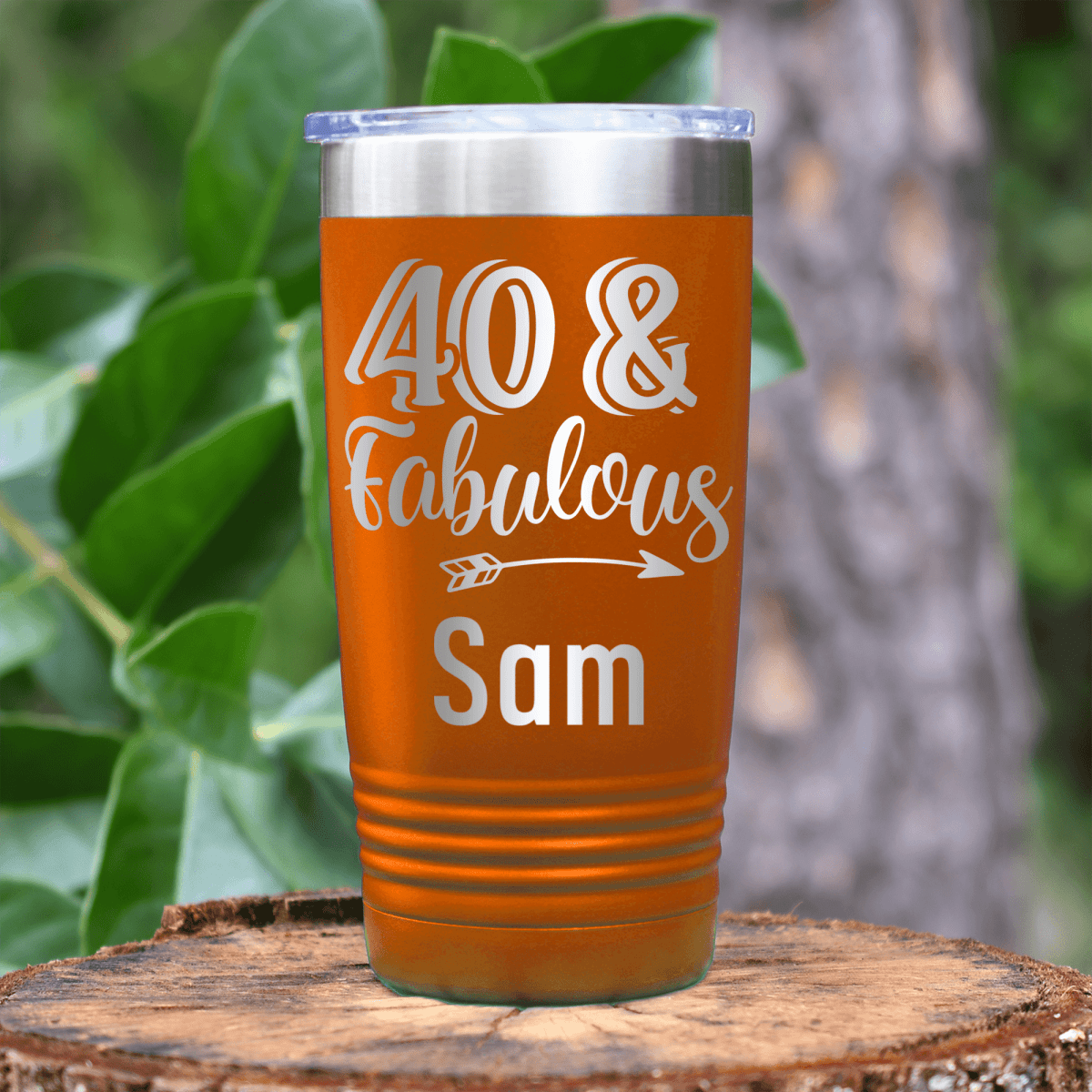 Orange Birthday Tumbler With Fourty And Fabulous Design