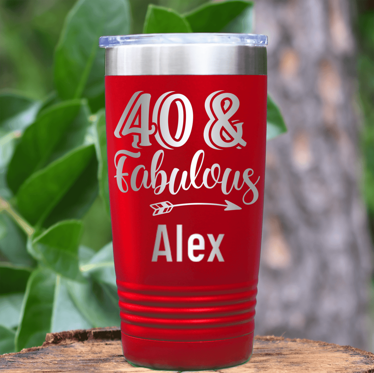 Blue Birthday Tumbler With Fourty And Fabulous Design