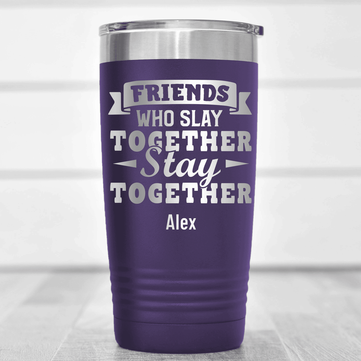 Purple Best Friend Tumbler With Friends Who Slay Stay Design