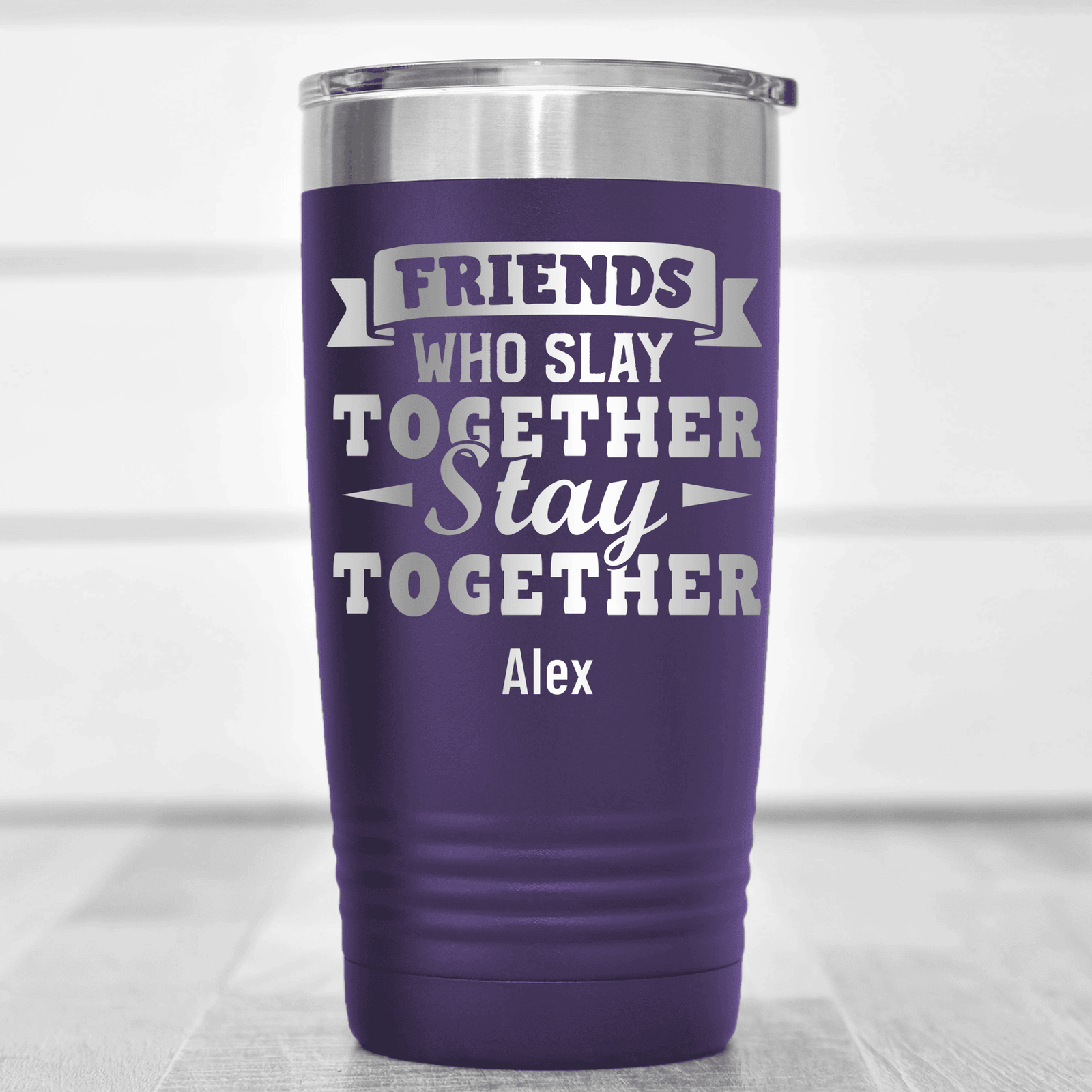 Purple Best Friend Tumbler With Friends Who Slay Stay Design
